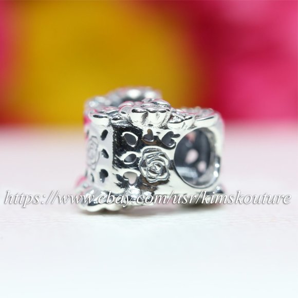 Pandora Open Heart & Rose Flowers Charm 799281C01 - Picture 4 of 4
